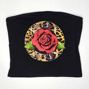 Guns N Roses Women's Bandeau Crop Tube Top Black Graphic Print Size M